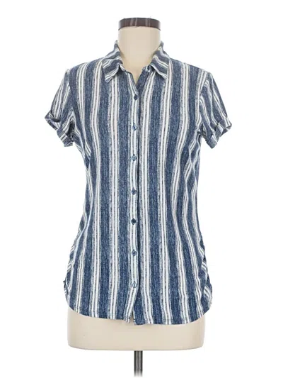 Pre-owned Derek Heart Short Sleeve Button Down Shirt In Blue