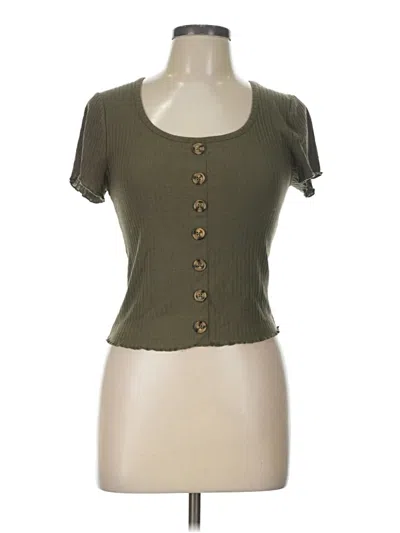 Pre-owned Derek Heart Short Sleeve Henley Shirt In Green
