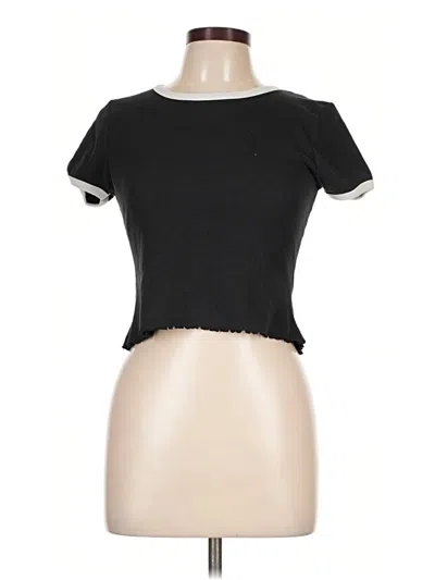 Pre-owned Derek Heart Short Sleeve Top Black Keyhole Neckline Tops