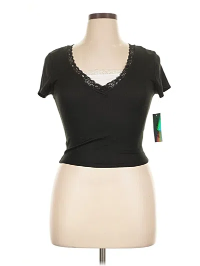 Pre-owned Derek Heart Short Sleeve Top Black Sweetheart Neckline Tops