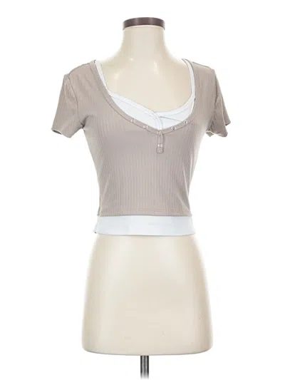 Pre-owned Derek Heart Short Sleeve Top Gray Sweetheart Neckline Tops