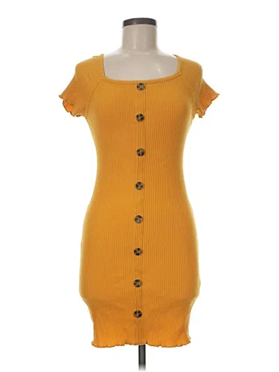 Pre-owned Derek Heart Short Sleeve Top Orange Sweetheart Neckline Tops