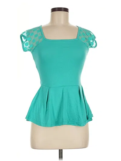 Pre-owned Derek Heart Short Sleeve Top Teal Sweetheart Neckline Tops