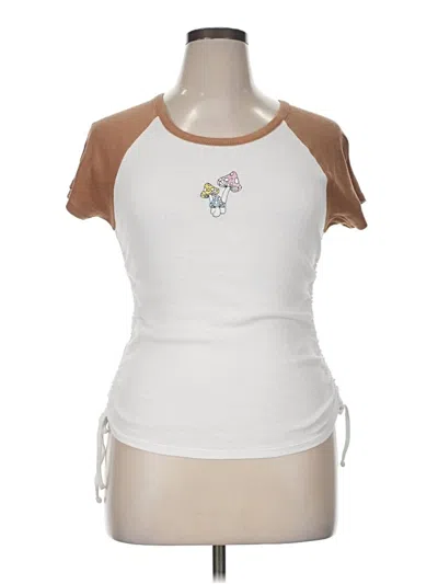 Pre-owned Derek Heart Short Sleeve Top White Halter Neckline Tops