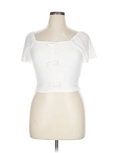 Pre-owned Derek Heart Short Sleeve Top White Sweetheart Neckline Tops