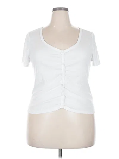 Pre-owned Derek Heart Short Sleeve Top White Sweetheart Neckline Tops