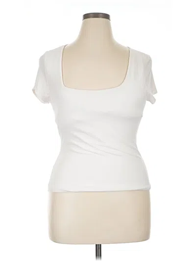 Pre-owned Derek Heart Short Sleeve Top White Sweetheart Neckline Tops