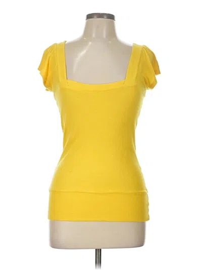 Pre-owned Derek Heart Short Sleeve Top Yellow Sweetheart Neckline Tops