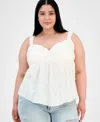 Derek Heart Trendy Plus Size Lace-trim Sweetheart-neck Tank
