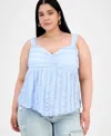 Derek Heart Trendy Plus Size Lace-trim Sweetheart-neck Tank
