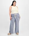 Derek Heart Trendy Plus Size Printed Rope-belt Stretch Pants In Multi