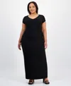 Derek Heart Trendy Plus Size V-neck Bodycon Maxi Dress