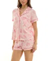Derek Heart Women's Printed Top And Shorts Set In Neutral