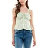 Derek Heart Womens Floral Cropped Peplum Top In Multi