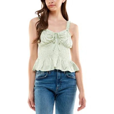 Derek Heart Womens Floral Cropped Peplum Top In Multi