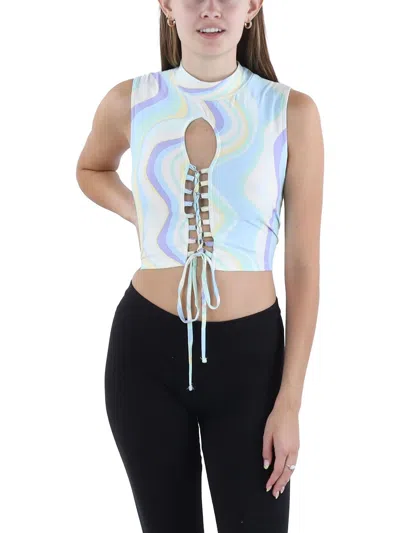 Derek Heart Womens Tank Keyhole Pullover Top In Multi