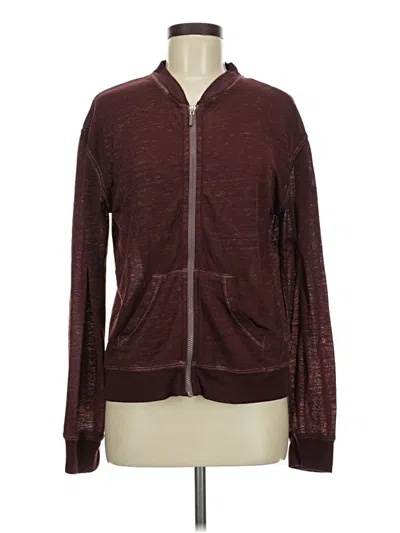 Pre-owned Derek Heart Zip Up Hoodie In Burgundy
