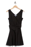 Derek Lam 10 Crosby Abby Lace Trim Tie Waist Minidress In Black