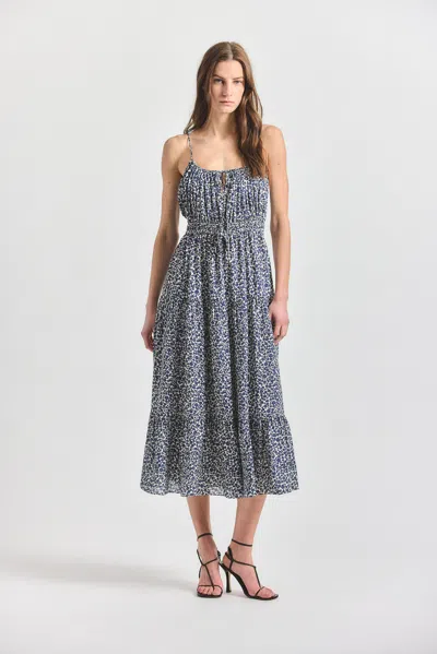 Derek Lam 10 Crosby Abigail Floral Print Midi Sundress In Blue