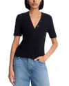 Derek Lam 10 Crosby Adrian Mixed Media Top In Black In Black