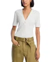 Derek Lam 10 Crosby Adrian Mixed Media Top In Off White In White