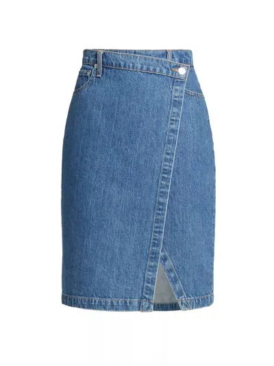 Derek Lam 10 Crosby Aine Asymmetrical Denim Skirt In Canal