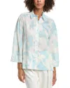 Derek Lam 10 Crosby Aissa Mixed Media Wool-blend Top In Blue