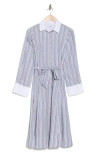 Derek Lam 10 Crosby Alana Stripe Long Sleeve Shirtdress In Seine Blue Multi