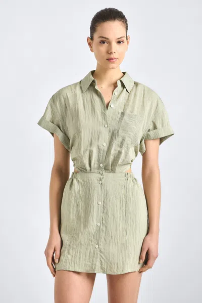 Derek Lam 10 Crosby Alba Open Back Mini Shirtdress In Green