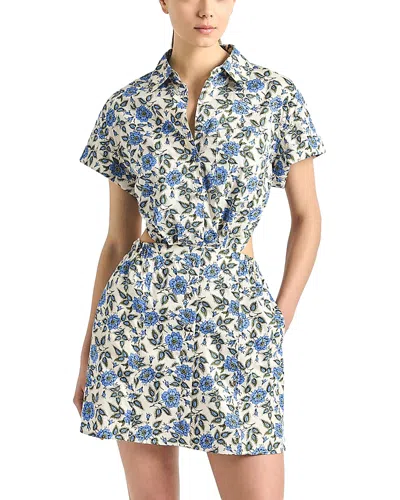 Derek Lam 10 Crosby Alba Cutout Back Mini Shirtdress In Blue