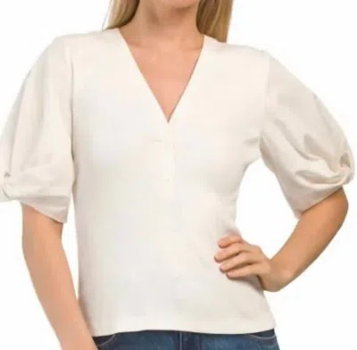 Derek Lam 10 Crosby Albane Mixed Media Tee In Soft White