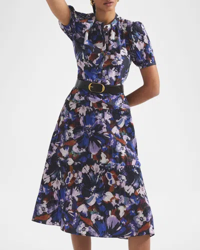 Derek Lam 10 Crosby Alexandra Floral Puff-sleeve Midi Shirtdress In Topaz Multi