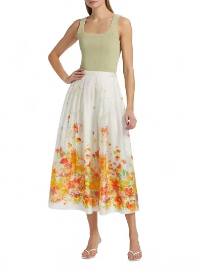 Derek Lam 10 Crosby Alexia Organza Pleated Maxi Skirt In White Papaya