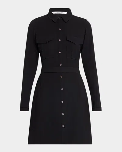 Derek Lam 10 Crosby Alexis Long-sleeve Mini Shirtdress In Black