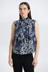 Derek Lam 10 Crosby Allie Sleeveless Bow Blouse In Blue