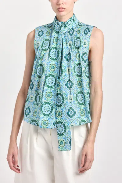 Derek Lam 10 Crosby Allie Sleeveless Bow Blouse In Multi