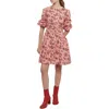 Derek Lam 10 Crosby Amelia Gathered Floral-print Cotton-gauze Mini Dress In Peach Multi