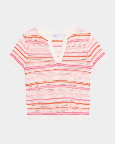 DEREK LAM 10 CROSBY ANDY CORDED MESH SPLIT-NECK SWEATER