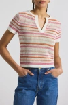 Derek Lam 10 Crosby Andy Stripe Corded Mesh Cotton Blend Sweater In Multi