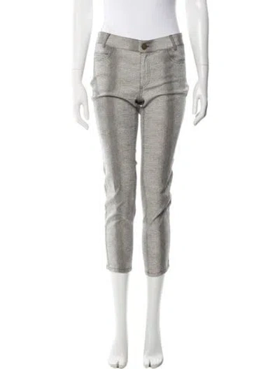 Pre-owned Derek Lam 10 Crosby Animal Print Skinny Leg Pants In Black