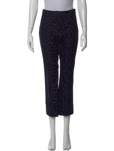 Pre-owned Derek Lam 10 Crosby Animal Print Straight Leg Pants In Blue