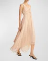 Derek Lam 10 Crosby Anna Stripe V-neck Midi Dress In Peach Multi