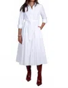 Derek Lam 10 Crosby Annette Long Sleeve Pleated Shirt Midi Dress In White In White