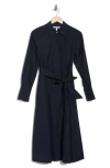 Derek Lam 10 Crosby Annette Long-sleeve Pleated Shirtdress In Midnight