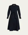 Derek Lam 10 Crosby Annette Long-sleeve Pleated Shirtdress In Midnight