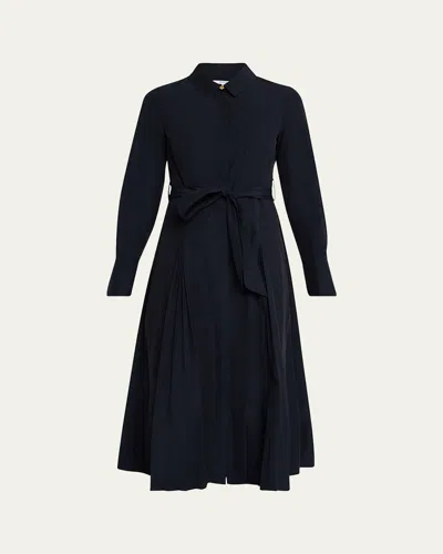 DEREK LAM 10 CROSBY ANNETTE LONG-SLEEVE PLEATED SHIRTDRESS