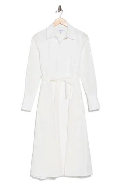 Derek Lam 10 Crosby Annette Long Sleeve Tie Waist Shirtdress In Soft White