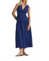 Derek Lam 10 Crosby Annika Mixed Media Mini Grid Georgette Midi Dress In Sailor Navy In Multi