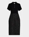 Derek Lam 10 Crosby Antoinette Mixed-media Midi Polo Dress In Black