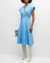 Derek Lam 10 Crosby Arabella Belted Midi Dress In Azure In Azure